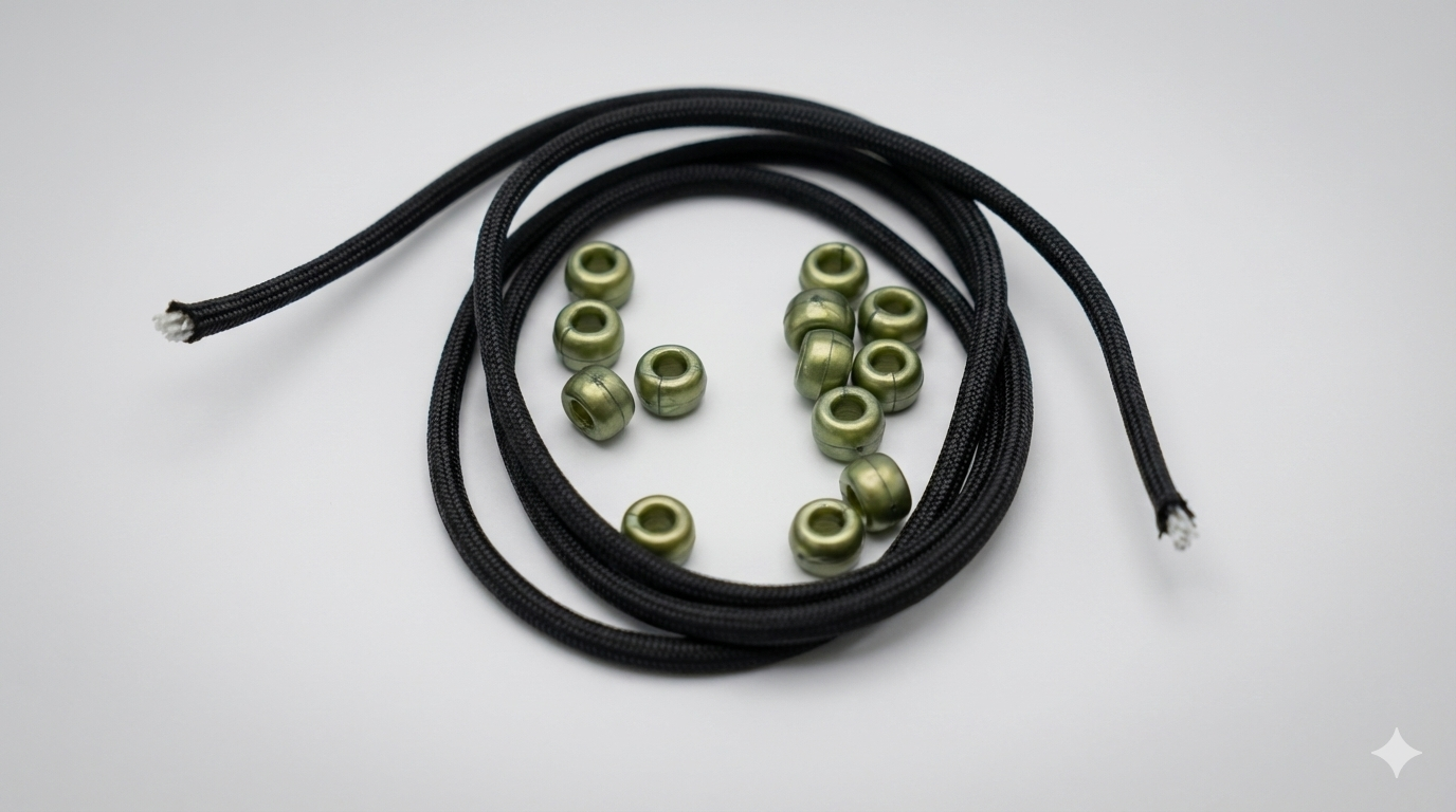 DIY Ranger Bead Kit - Black Rope, OD Green Beads