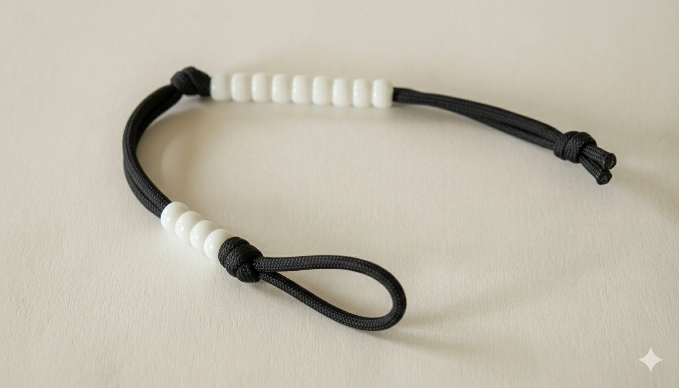 Ranger Beads – Single Set (Pace Count Beads) - Black Paracord, White Beads
