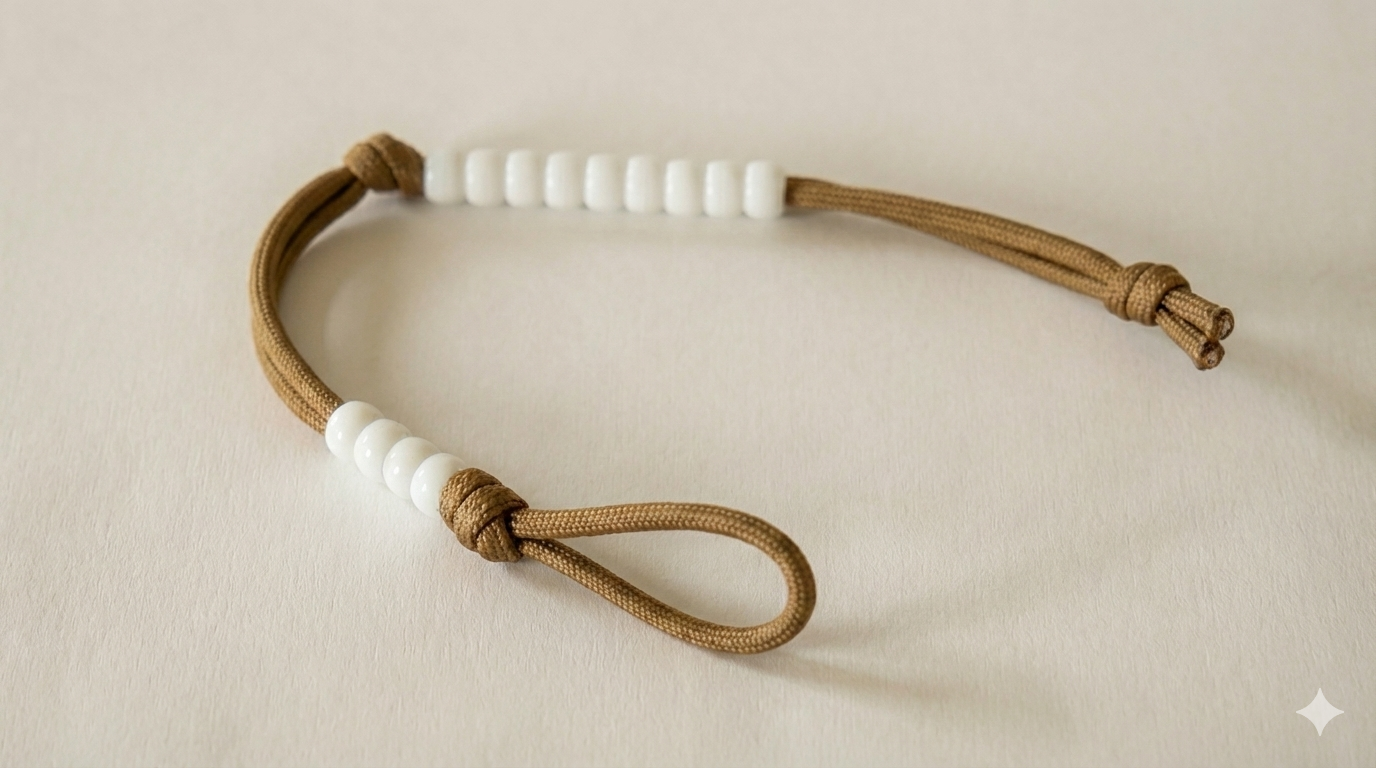 Ranger Beads – Single Set (Pace Count Beads) - Tan Paracord, White Beads