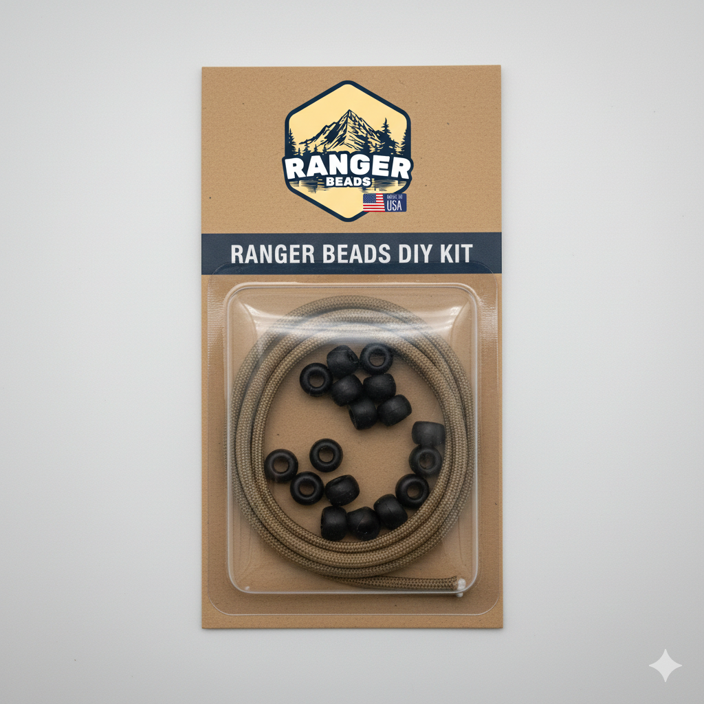 DIY Ranger Bead Kit - Tan Rope, Black Beads